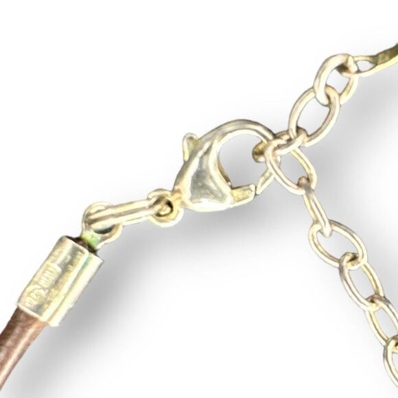 Bohemian Looks Necklace Glass & Pearl Beads Dangle Pendant Leather Cord - Picture 6 of 6